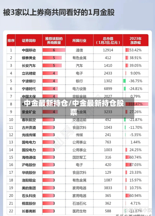 中金最新持仓/中金最新持仓股票