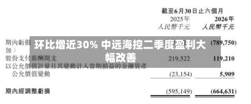 环比增近30% 中远海控二季度盈利大幅改善