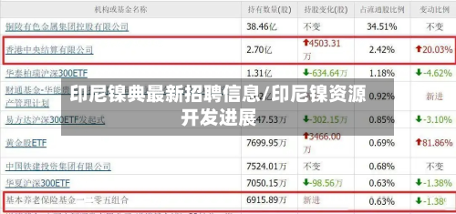 印尼镍典最新招聘信息/印尼镍资源开发进展-第1张图片