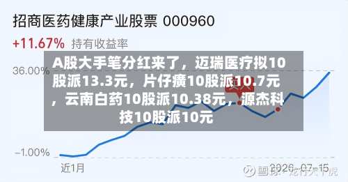 A股大手笔分红来了,迈瑞医疗拟10股派13.3元,片仔癀10股派10.7元,云南白药10股派10.38元,源杰科技10股派10元-第3张图片