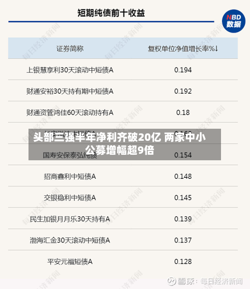 头部三强半年净利齐破20亿 两家中小公募增幅超9倍