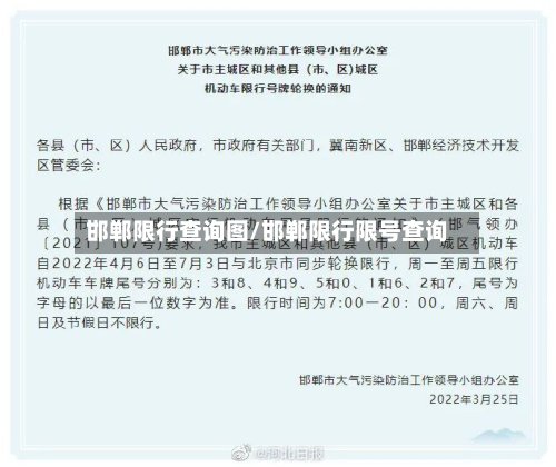 邯郸限行查询图/邯郸限行限号查询